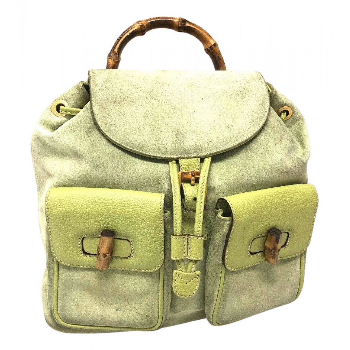 Vintage bamboo backpack Gucci Green in 